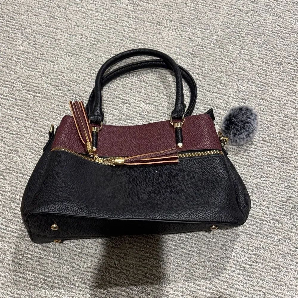 Chic Black and Burgundy Satchel